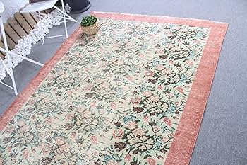 Amazon | トルコラグ、ヴィンテージラグ、5.5x9.1フィートの大きなラグ