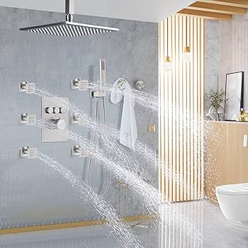 Backnets Solid Brass Independent Switch Shower Body Jets 6pcs Body