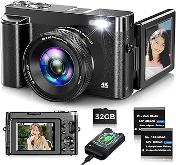Amazon | デジタルカメラ 4K デジカメ 4800万画素 180度回転可能