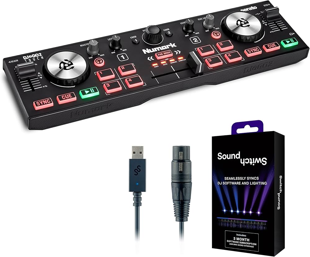 Numark DJ2GO2 Touch DJ Controller and DMX Interface for Live Music