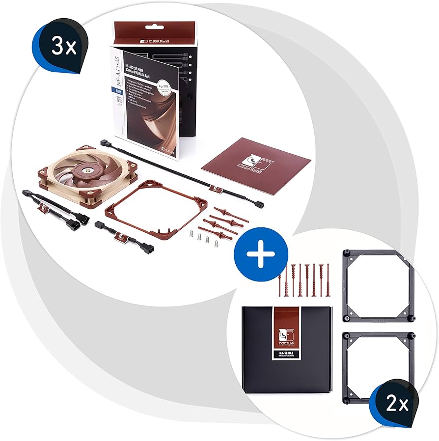 Amazon.com: Noctua Bundle: 3X NF-A12x25 PWM + 2X NA-SFMA1, Set for