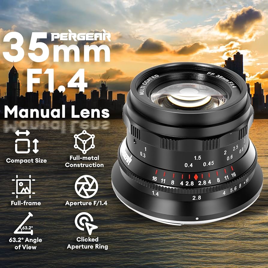 Amazon.com : PERGEAR 35mm F1.4 Full-Frame Manual Focus Lens