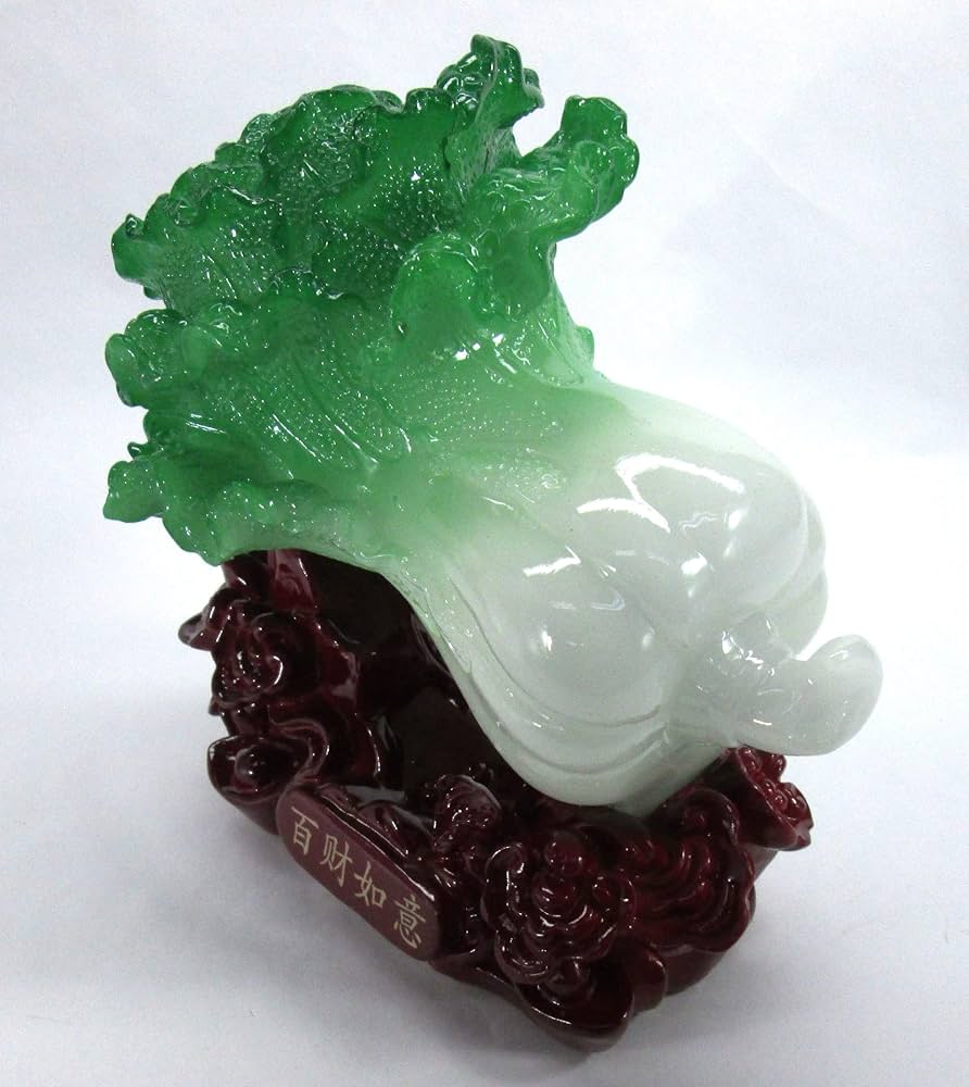 Amazon.co.jp: 置物 翡翠風 美しい 白菜 中国 聚宝来財 財運アップ
