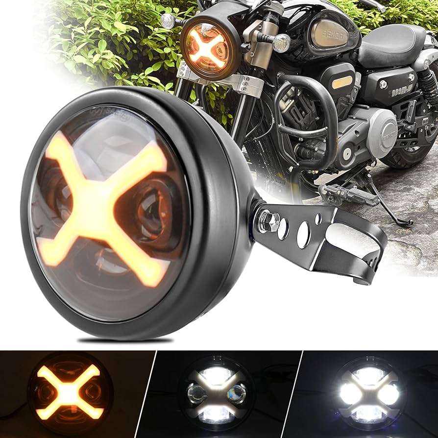 Amazon.co.jp: Vancroser 5.75インチバイク ヘッドライト イエローX