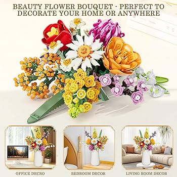 Flowers Bouquet Building Set, 1070PCS Wildflower Botanical