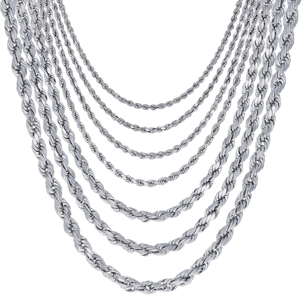 Amazon | Nuragold 14K リアルホワイトゴールド ロープダイヤモンド