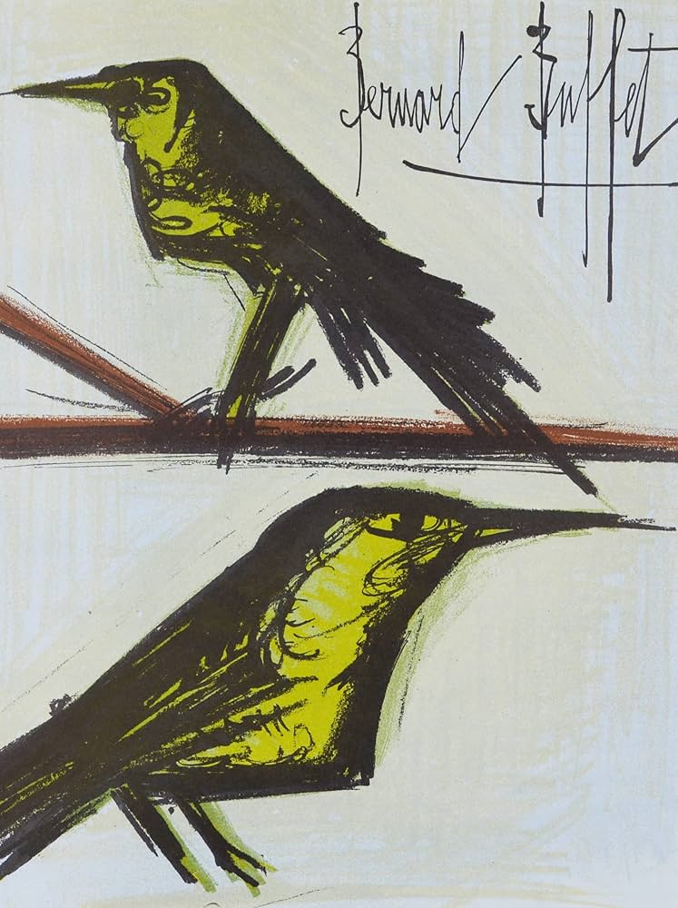 Amazon | ベルナール ビュッフェ 『二羽の鳥 【LITHOGRAPHIES 1952