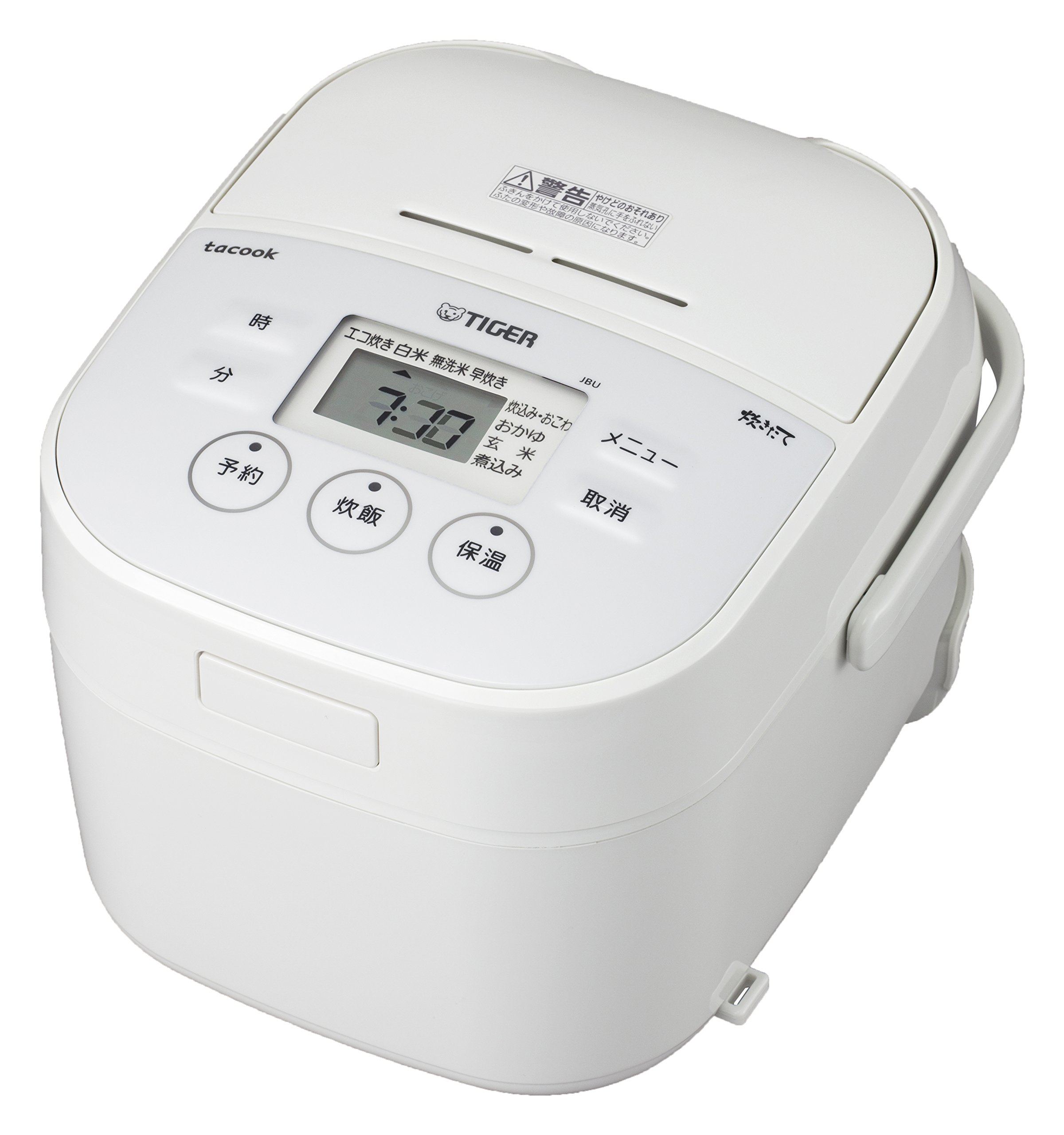 Amazon | タイガー 炊飯器 マイコン 3合 ホワイト レシピ付 tacook
