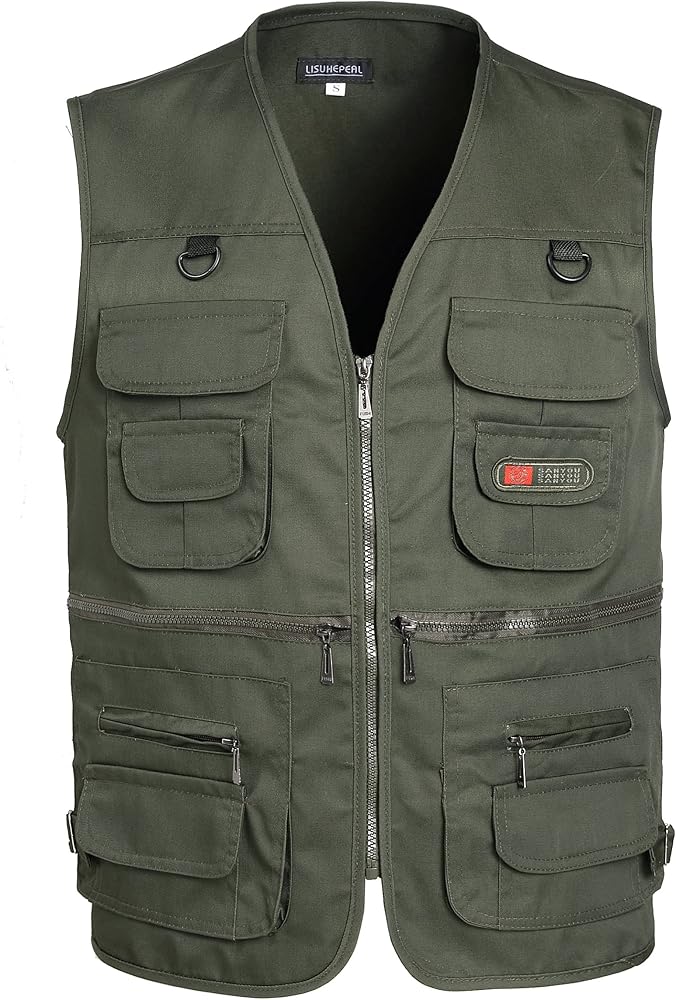 LISUHEPEAL Men's Fishing Vest Summer Outdoor Work Safari Travel