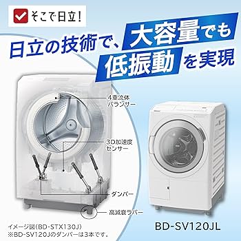 Amazon | 日立 ドラム式洗濯乾燥機 幅60cm 洗濯12kg 乾燥6kg 左開き BD