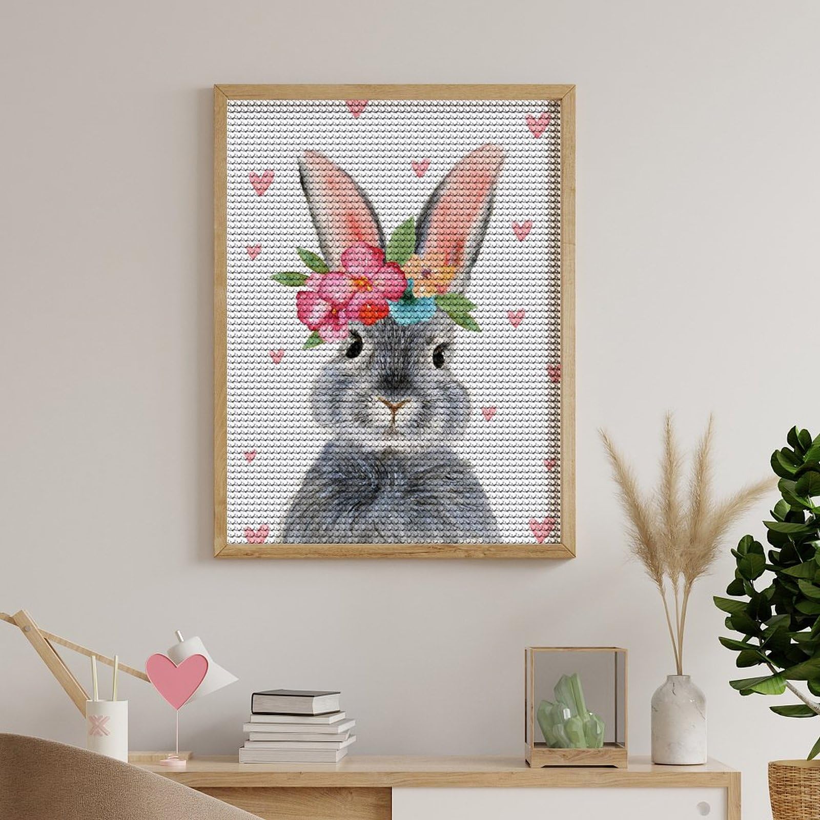 Amazon | うさぎ 兎 ウサギ 花 ハート ダイヤモンドアートダイヤモンド
