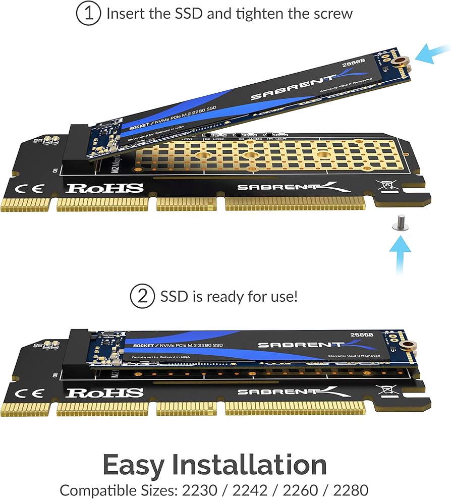 Amazon.com: SABRENT M.2 NVMe SSD to PCIe X16/X8/X4 Adapter Card
