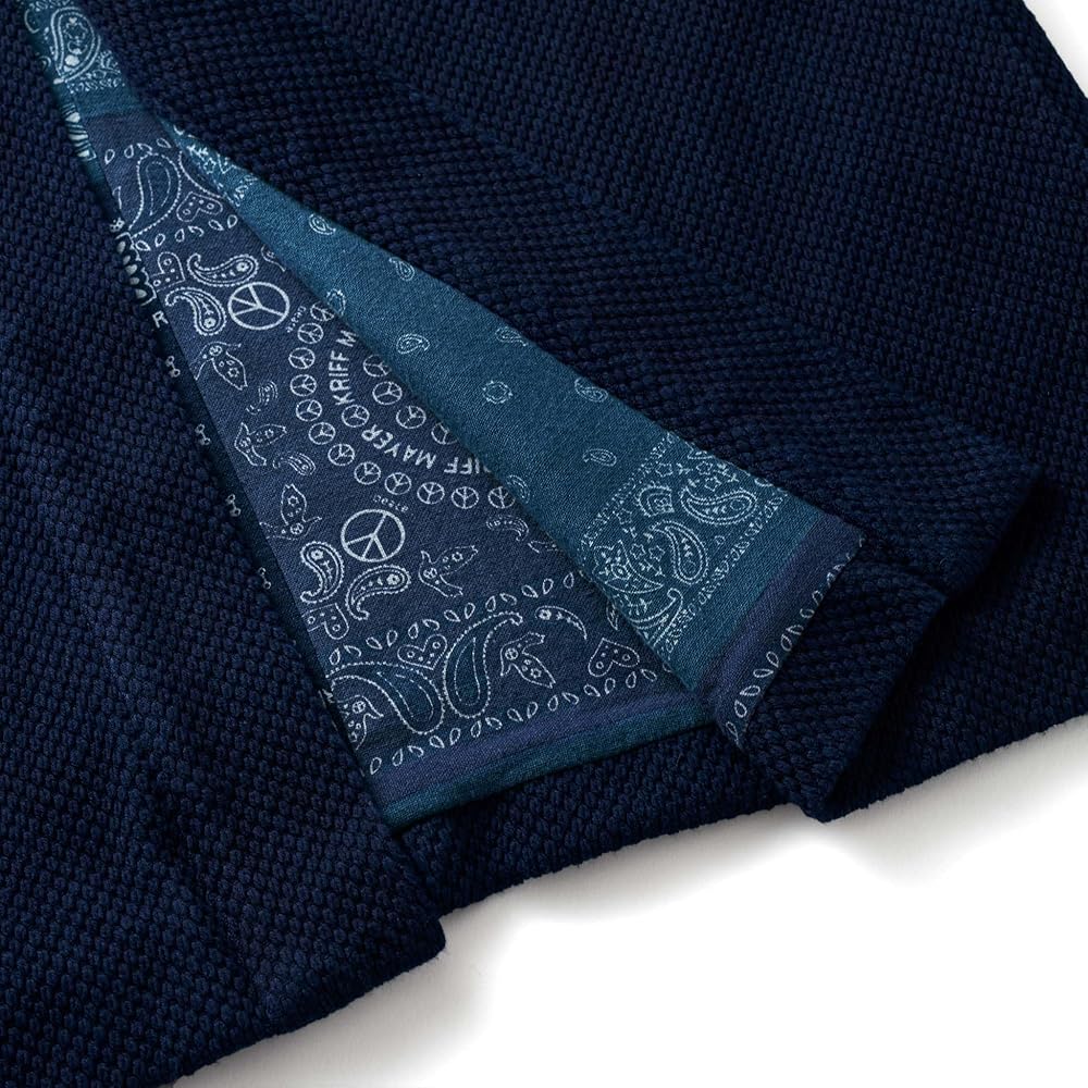 Amazon | [karaku] 裏バンダナ柄 植物藍染刺し子半纏 インディゴブルー