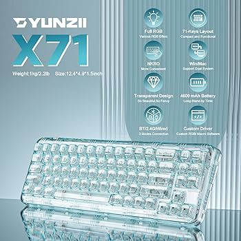 Amazon.com: YUNZII X71 Wireless Hot Swappable Transparent
