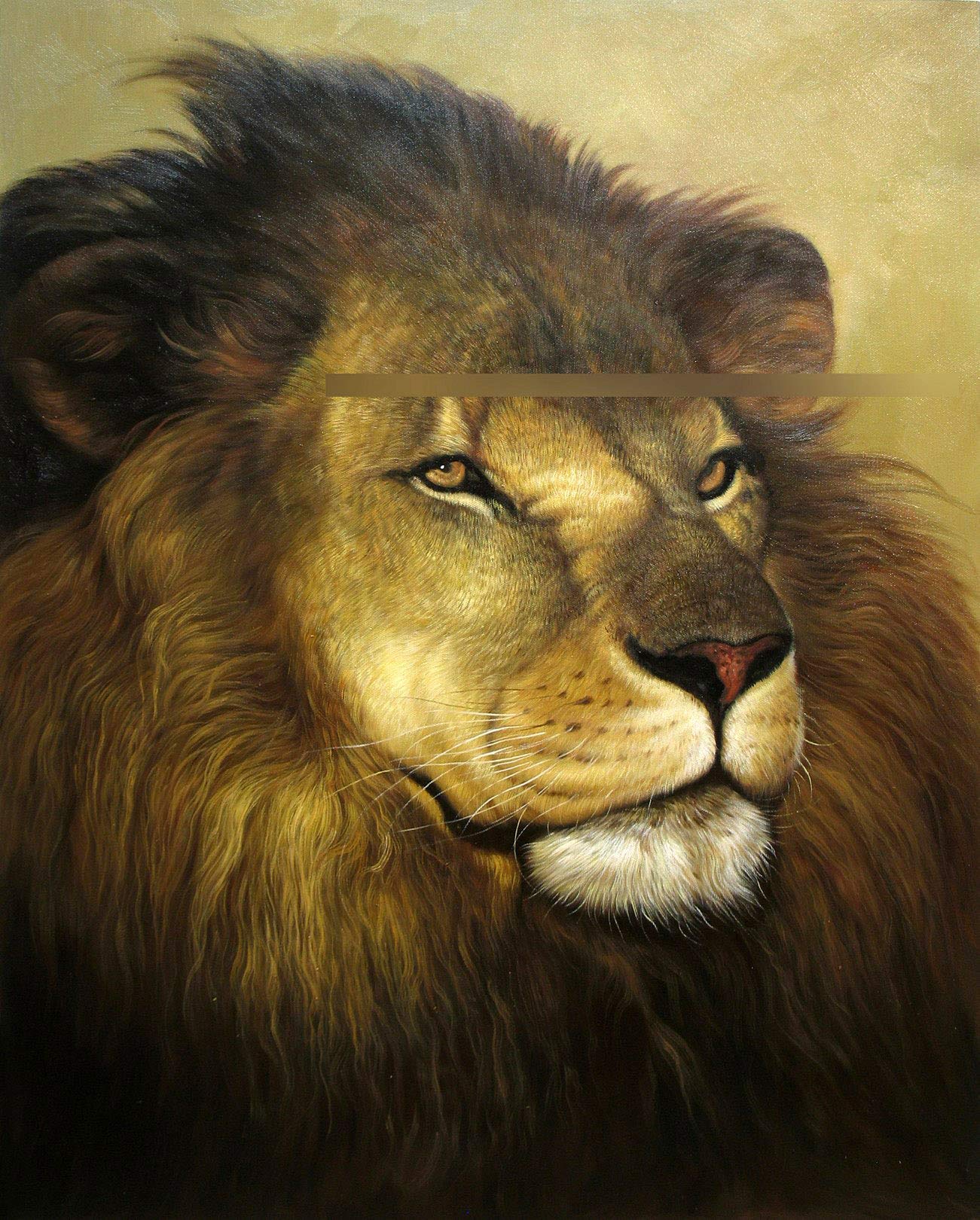 Amazon.co.jp: アートプリント オリジナル油彩画動物のライオン油絵