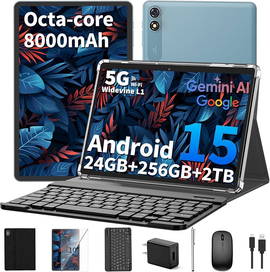 Amazon.com : Android 15 Tablet 10 inch, 2025 Tablet with Keyboard