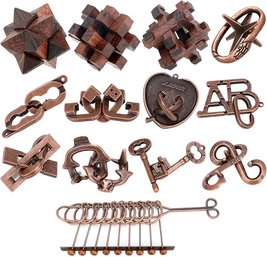 Amazon.com: 13 Pcs Brain Teaser Puzzles for Adults - Metal Puzzles
