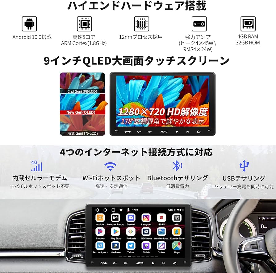 Amazon.co.jp: [9インチ] ATOTOEXCEL S8MS Androidナビ 2DIN