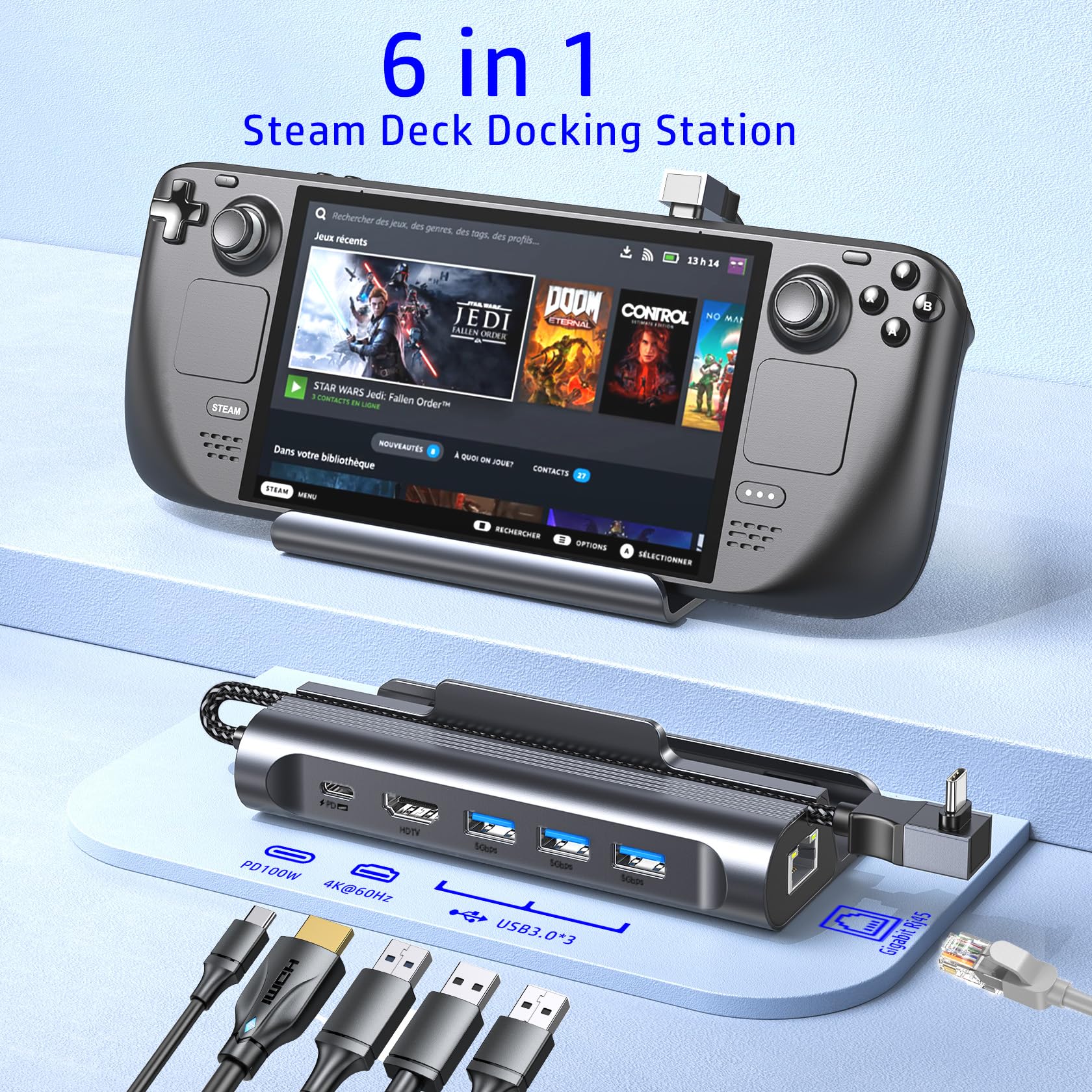 Amazon.com: Docking Station for Steam Deck/ROG Ally, 6-in-1 Steam