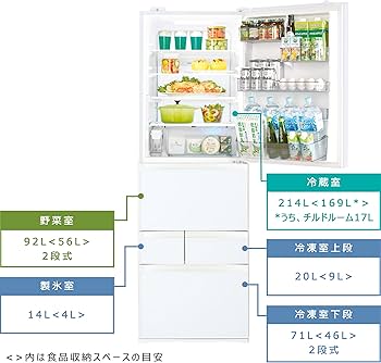 Amazon.co.jp: 東芝 冷蔵庫 幅60㎝ 411L グランホワイト GR-T41GXK (EW