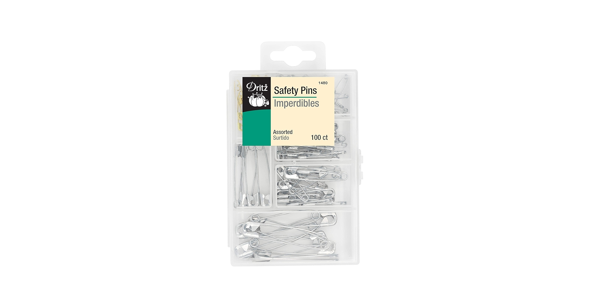 Amazon.com: Dritz 1480 Safety Pins with Storage Box, Nickel plated