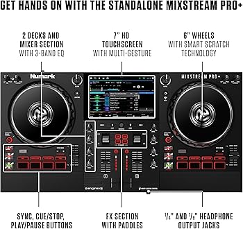Numark Mixstream Pro+ DJ Controller with Stem Separation, 2 Decks