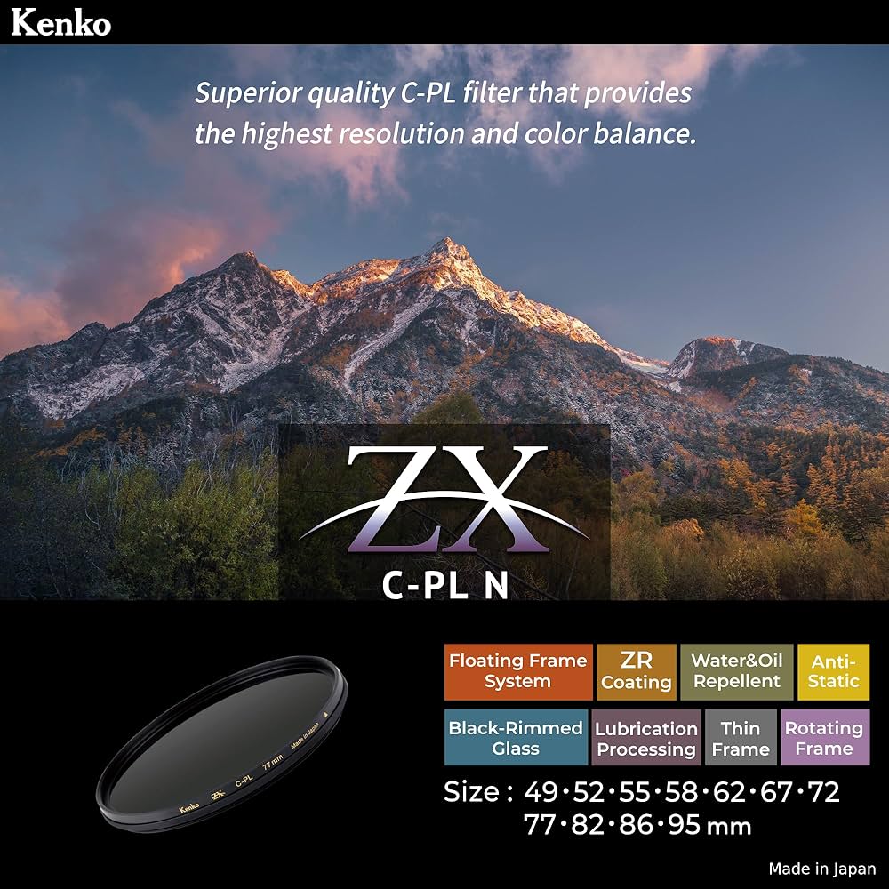 Amazon.com : Kenko Polarizing Filter ZX C-PL N φ77mm, Ultra-Low