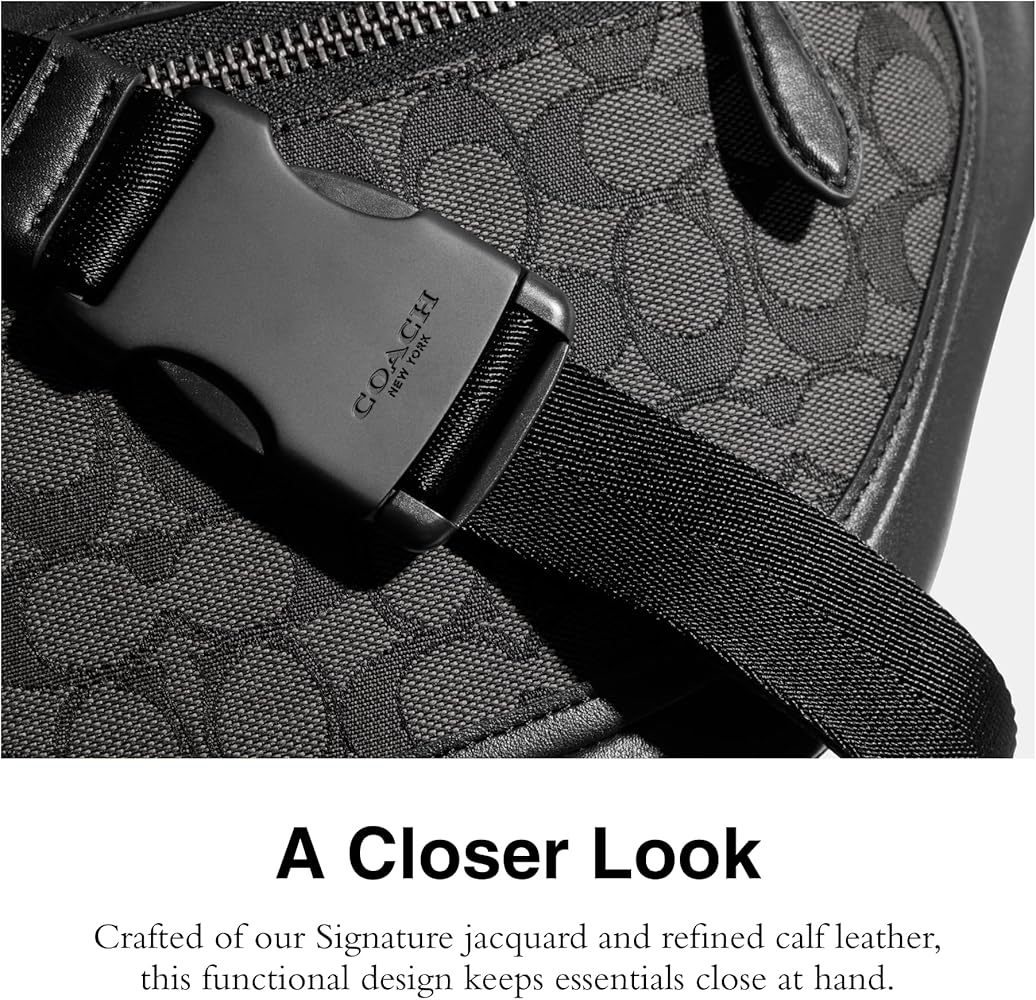 Amazon | COACH Leagueベルトバッグ シグネチャージャガードチャコール