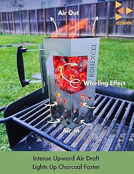 Amazon.com : Konexcel Heavy Duty Charcoal Chimney Starter, XXL