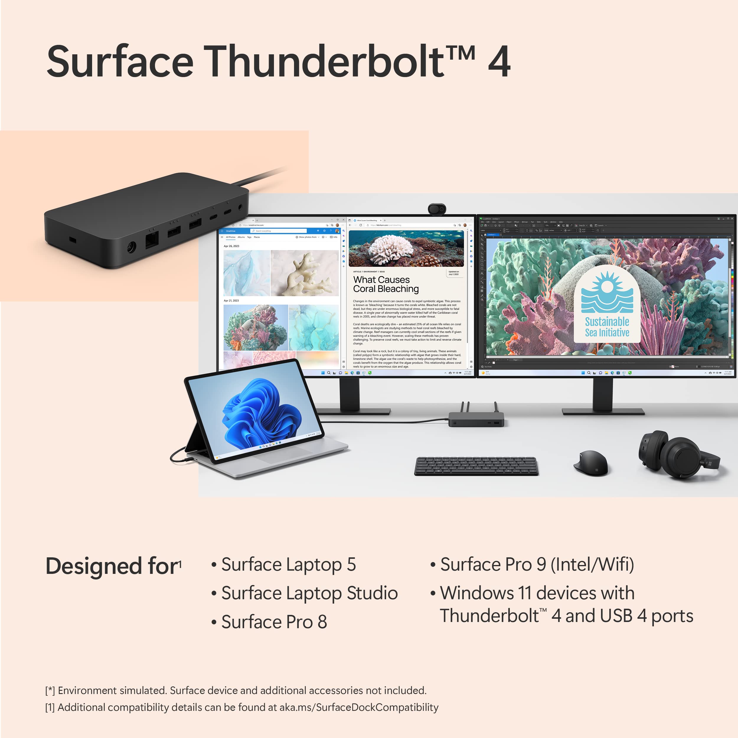 Amazon | Microsoft Surface Thunderbolt 4ドック - 高速ドッキング