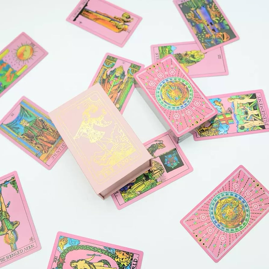 Amazon.co.jp: ピンクゴールドホイルタロットカード、ガイドブック付き