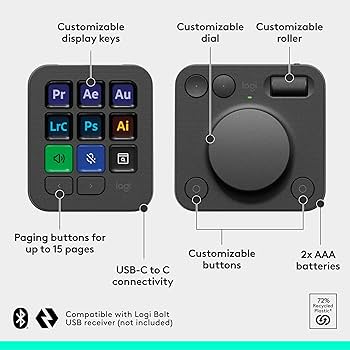 Logitech MX Creative Console - 9 Customizable LCD Keys, Control