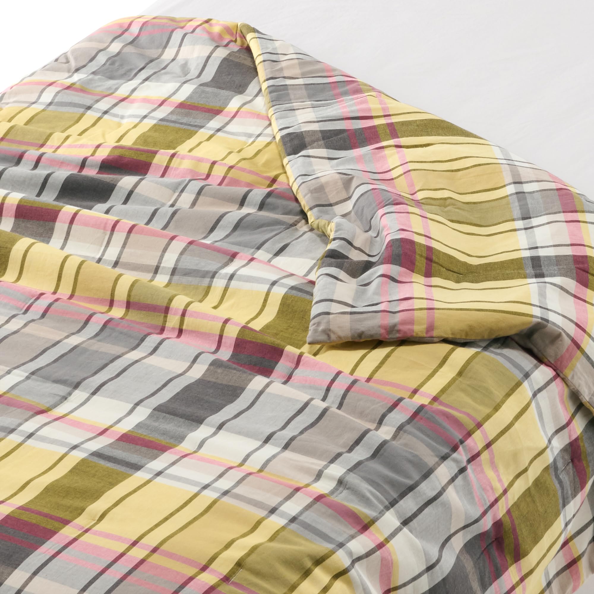 Amazon｜無印良品 マドラスチェック 薄掛ふとん イエローチェック S