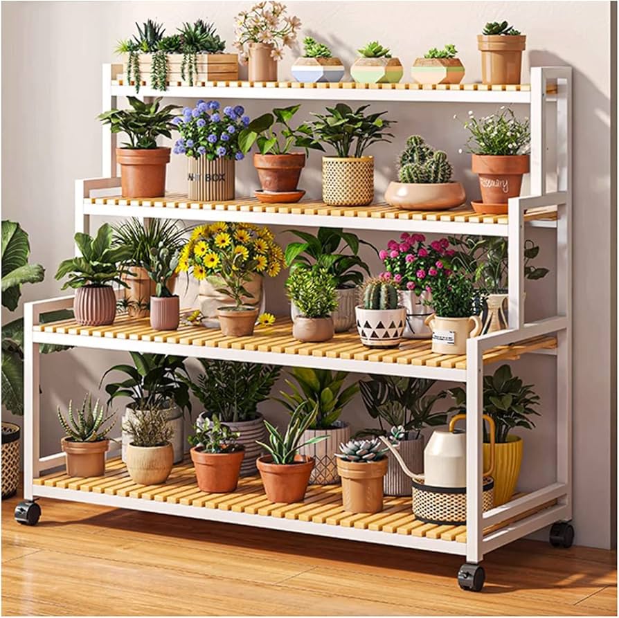 Amazon.co.jp: 4階階段植物棚、花園大型多肉棚、高さ調整可能、防水