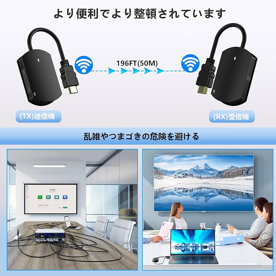 Amazon.co.jp: ワイヤレスHDMI 無線 送受信機セット【日本技適認証済