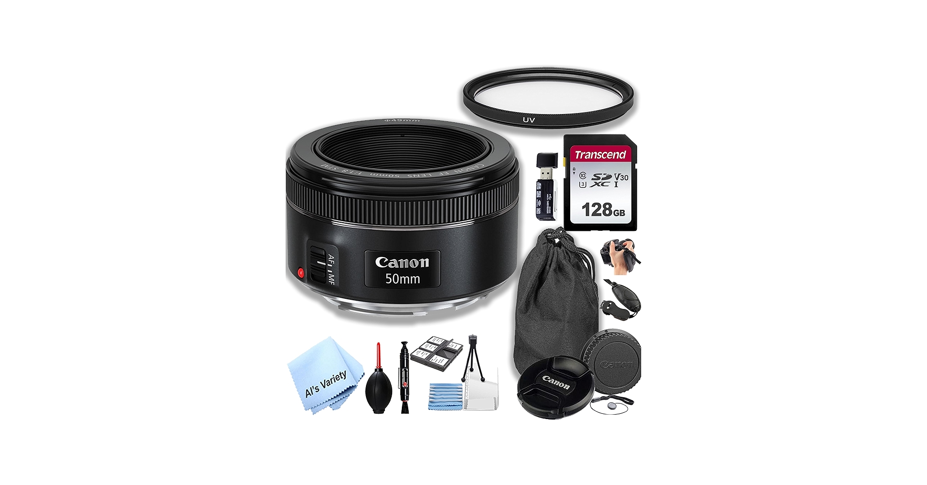Amazon.com : Canon EF 50mm f/1.8 STM Prime Lens +128GB Memory + UV