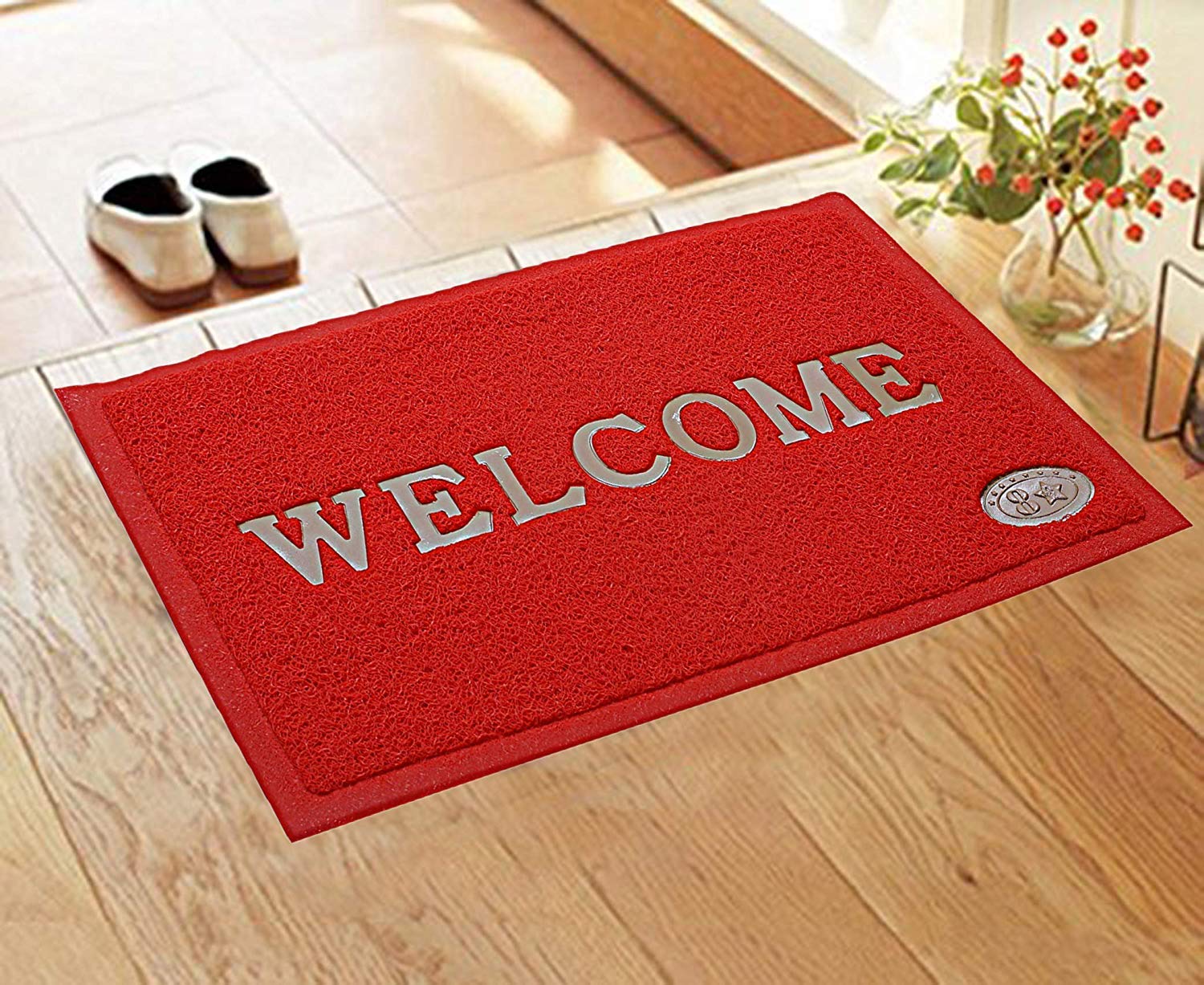 Amazon.com: Kuber Industries PVC Anti Skid Welcome Door Mat (Red
