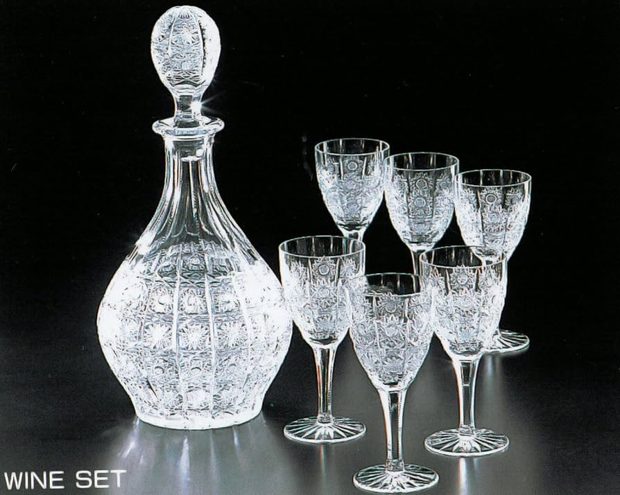 ボヘミアングラス デキャンタとワイングラス6個セット ボヘミアン