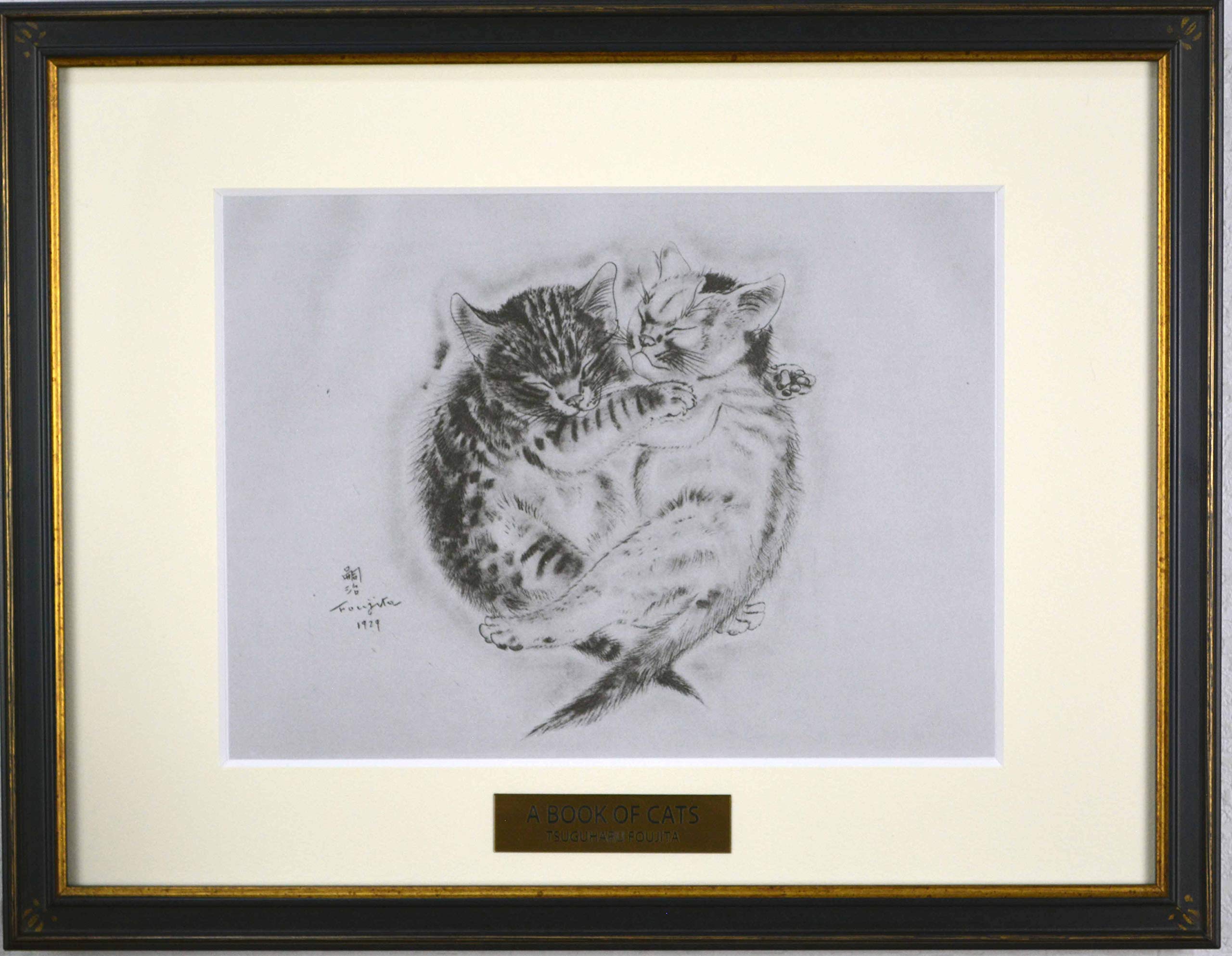 藤田嗣治 Chatte et chaton(2) 版画真作 藤田嗣治 Chatte et chaton(2