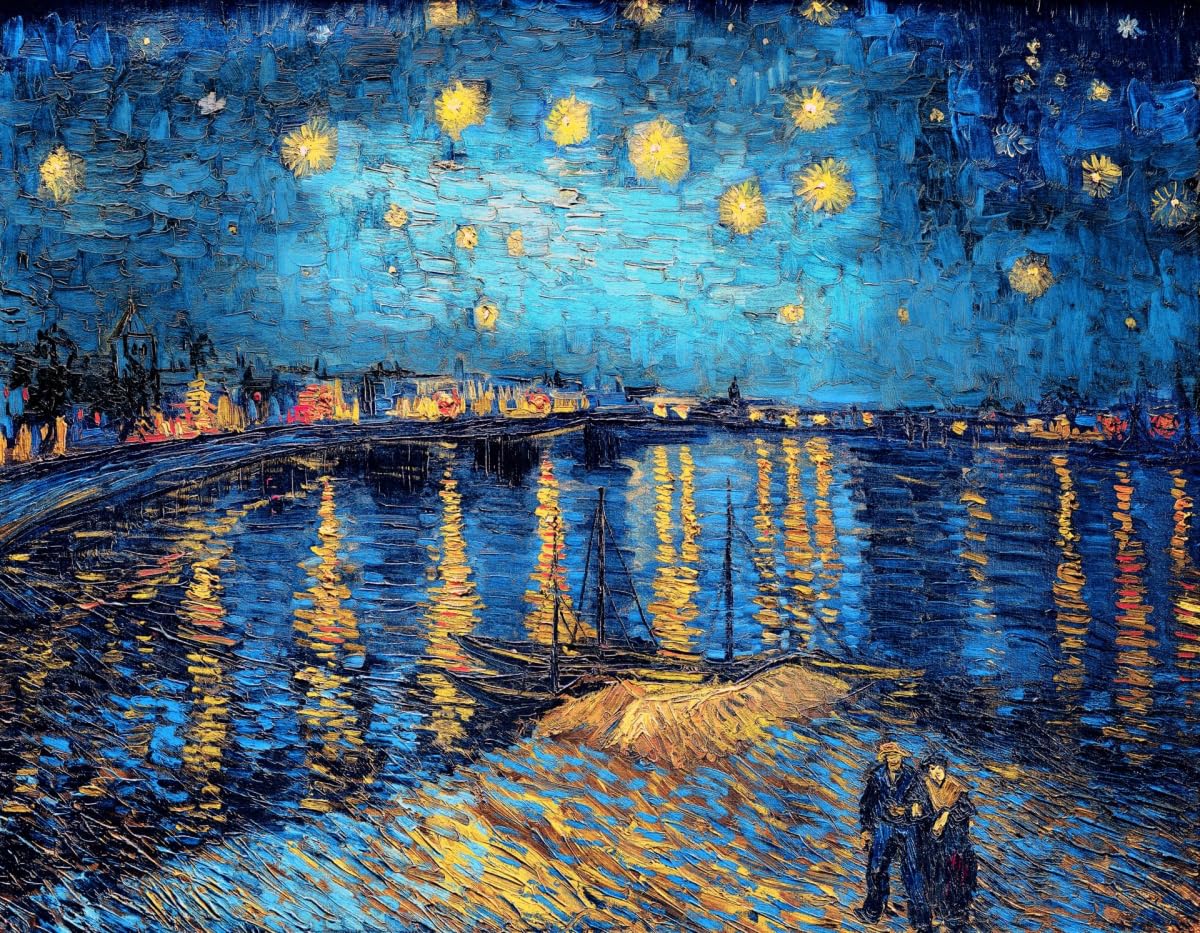 Amazon | 14CT クロスステッチ刺繍 キット《ローヌ川の星月夜》刺繍