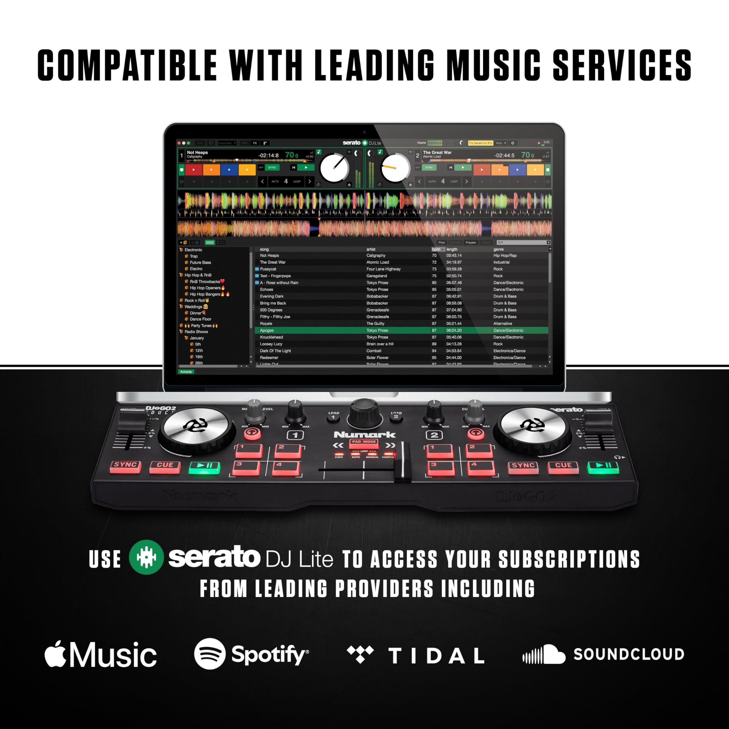 Amazon.com: Numark DJ2GO2 Touch Compact DJ Controller with 2 Decks