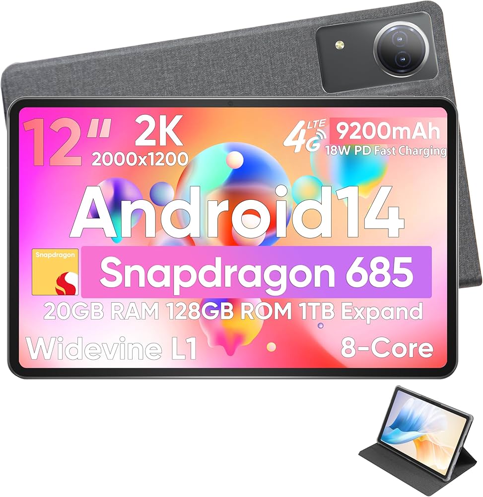 Amazon.co.jp: Android 14 12インチ タブレット, Snapdragon 8コア