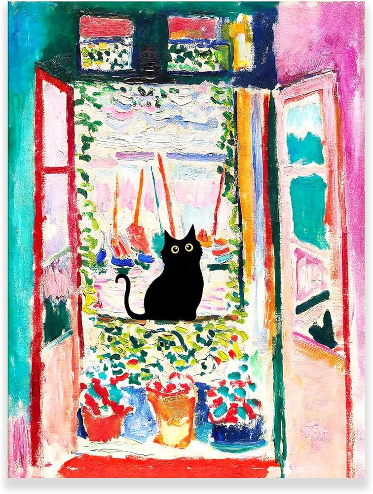 Amazon.co.jp: ZZPT マティス ウォールアート 金魚と黒猫ポスター