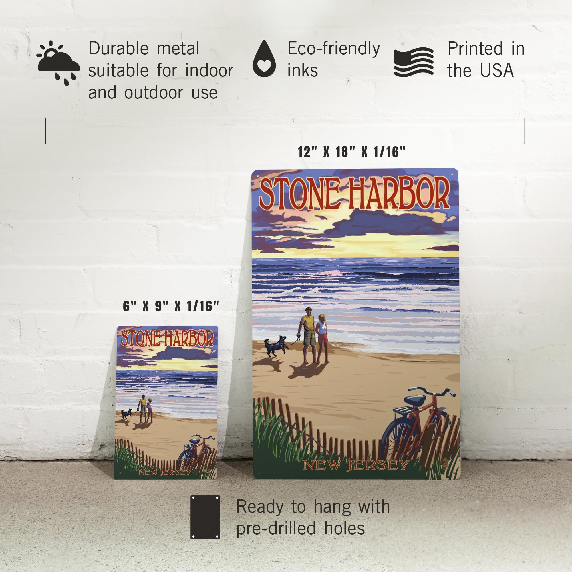 Amazon.com : Lantern Press 6x9 Inch Metal Sign, Stone Harbor, New