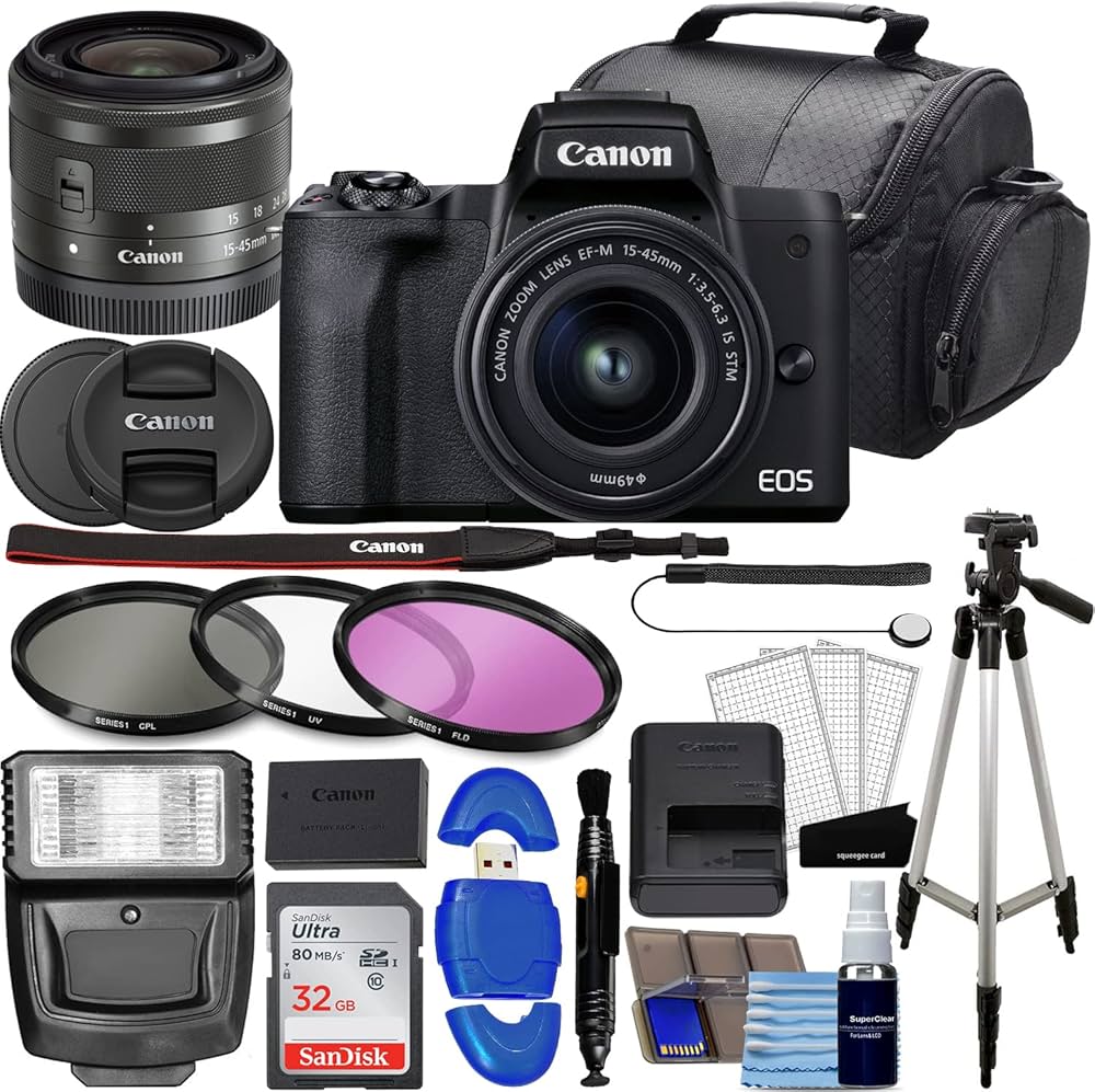 Amazon | カメラ EOS M50 Mark II ミラーレスデジタル一眼レフ 15-45mm