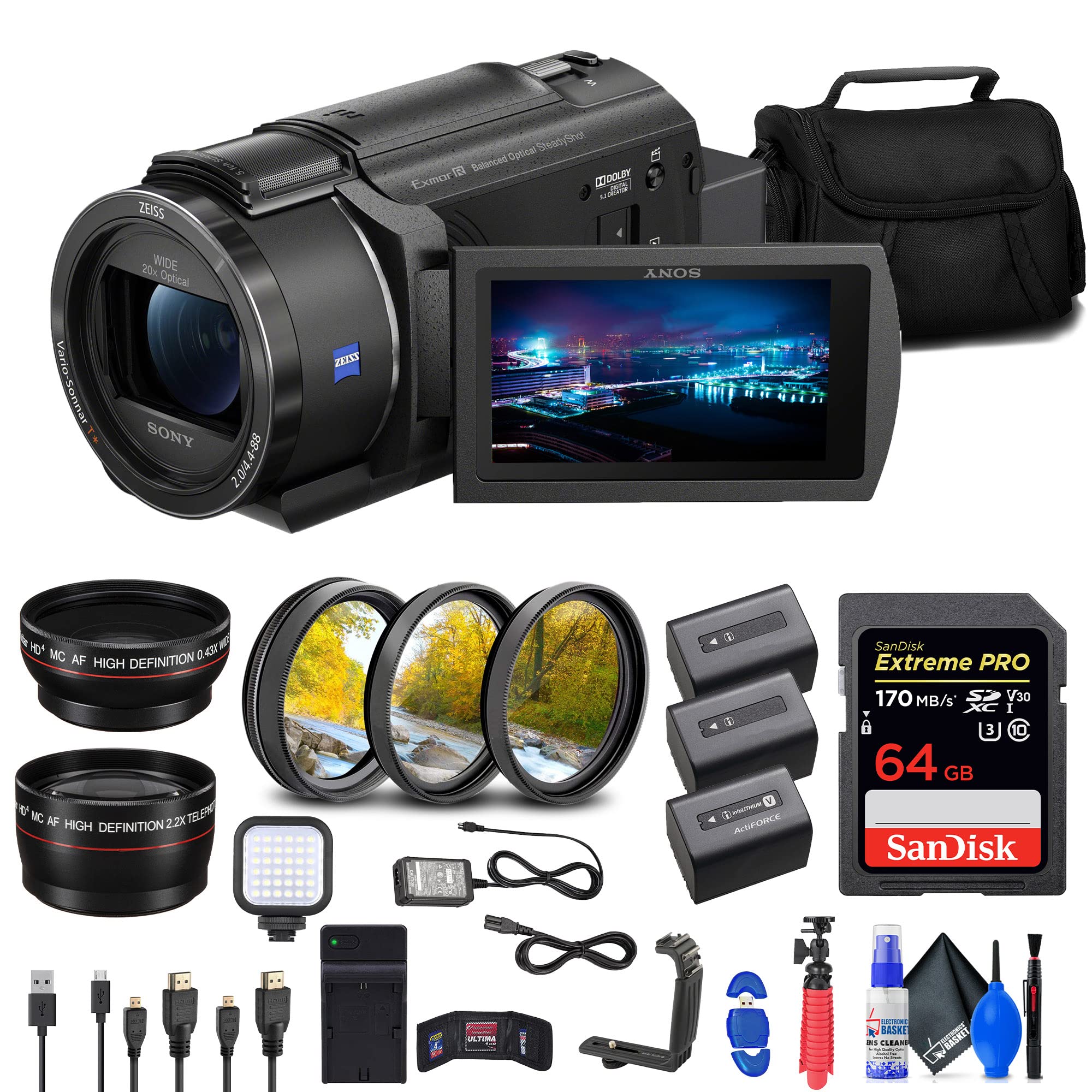 Amazon.com: Sony FDR-AX43 UHD 4K Handycam Camcorder (FDRAX43/B) +