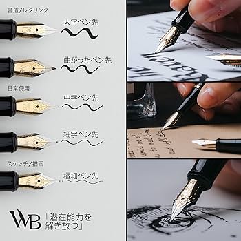 Amazon | Wordsworth & Black 万年筆セット、18K金メッキブロードペン