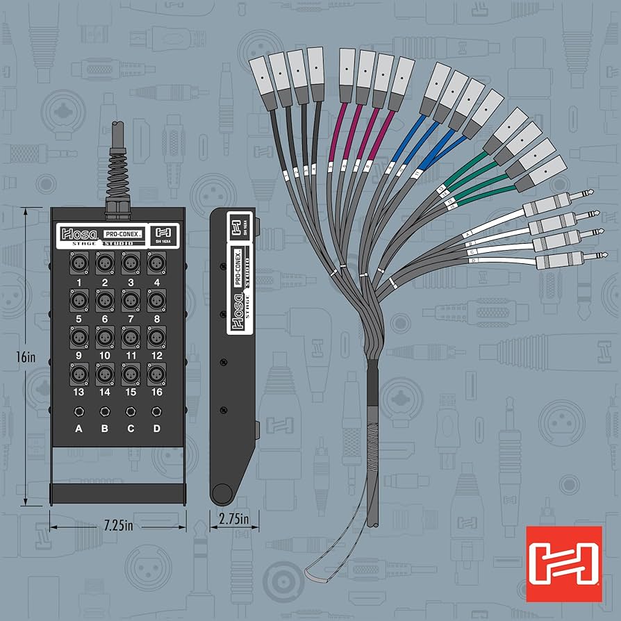 Amazon.com: Hosa SH-16X4-25 Pro-Conex Stage Box Snake, Hosa 16 x