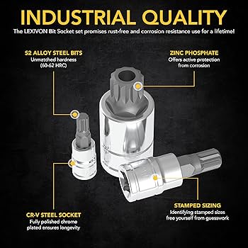 LEXIVON XZN Triple Square Spline Bit Socket Set, Premium S2 Alloy