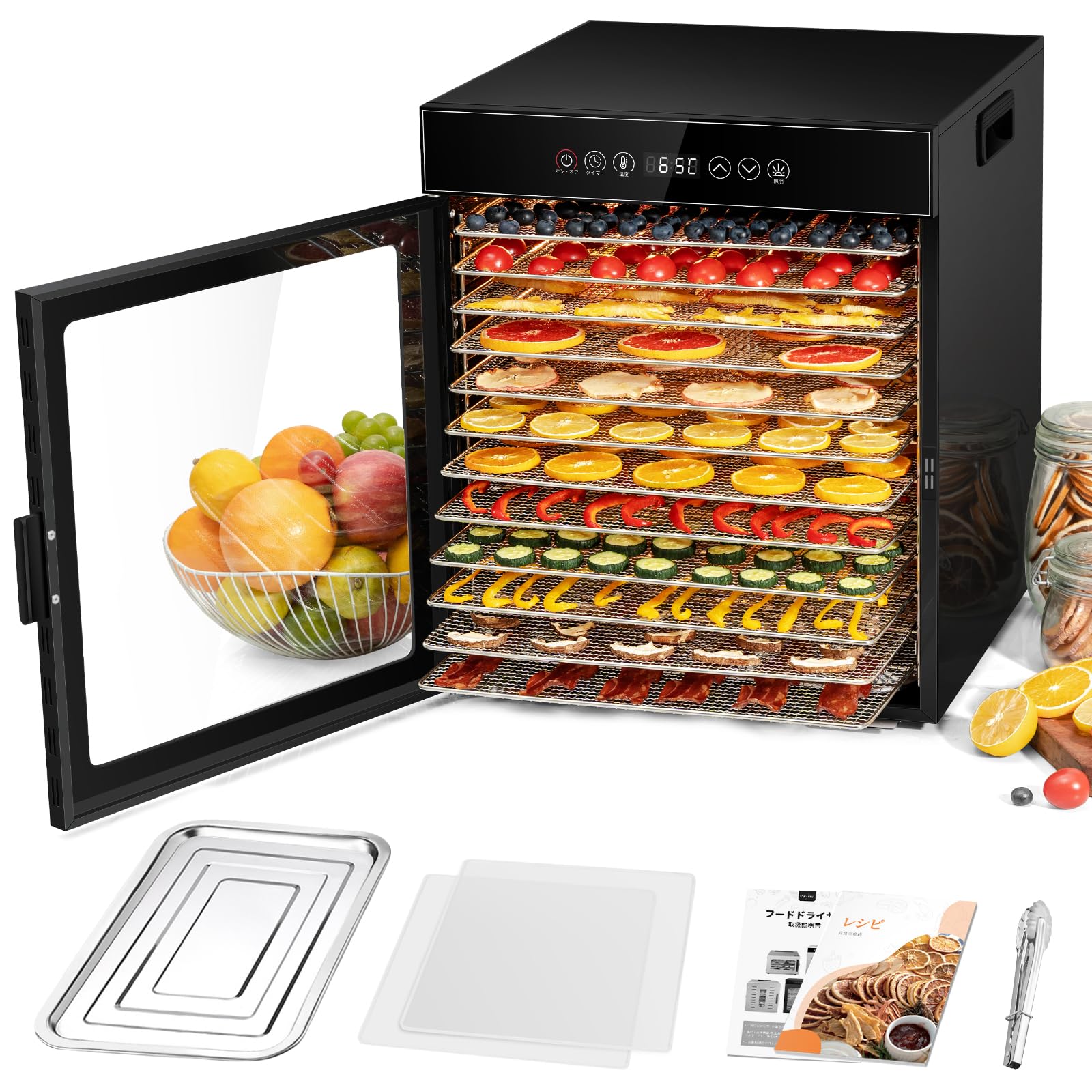 Amazon.co.jp: KWASYO フードドライヤー 12段大容量 900W高効率食品